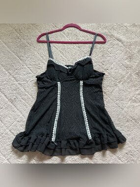 Vtg Movie Star Babydoll Slip Coquette Bows Whimsical Goth Lingerie Lace Sz 1X